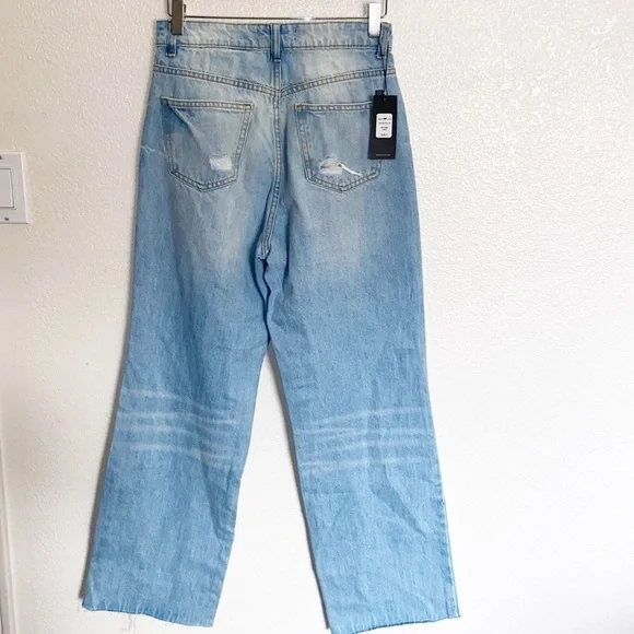 Parker Jeans Light Wash Distressed 100% Algodon High Rise Wide Leg Jeans - Picture 8 of 12